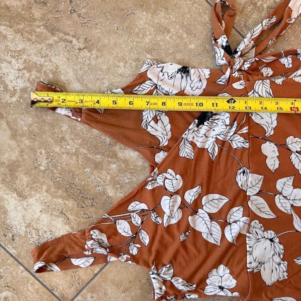 Anthropologie Ruffled Floral Midi Dress Womens Small Faux Wrap Rust Orange Boho - Picture 14 of 15